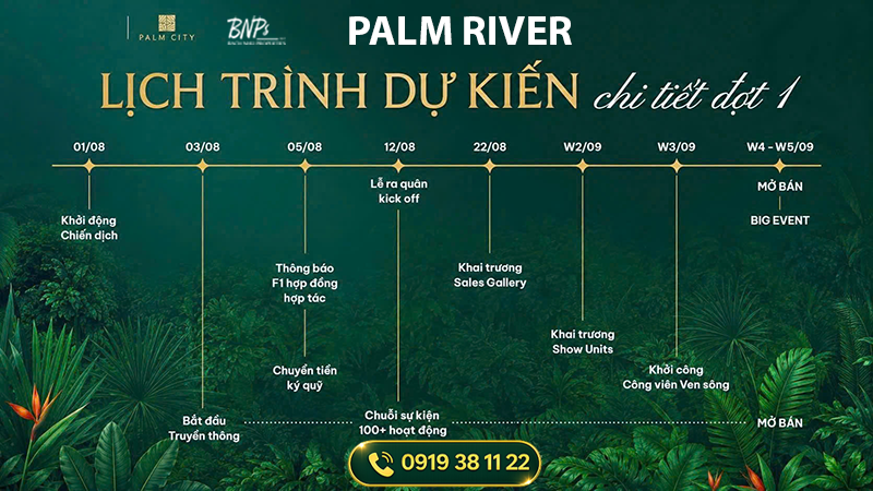 lịch trình dự kiến Các Cột Mốc Quan Trọng Palm River - Bách Như Properties - BNP's