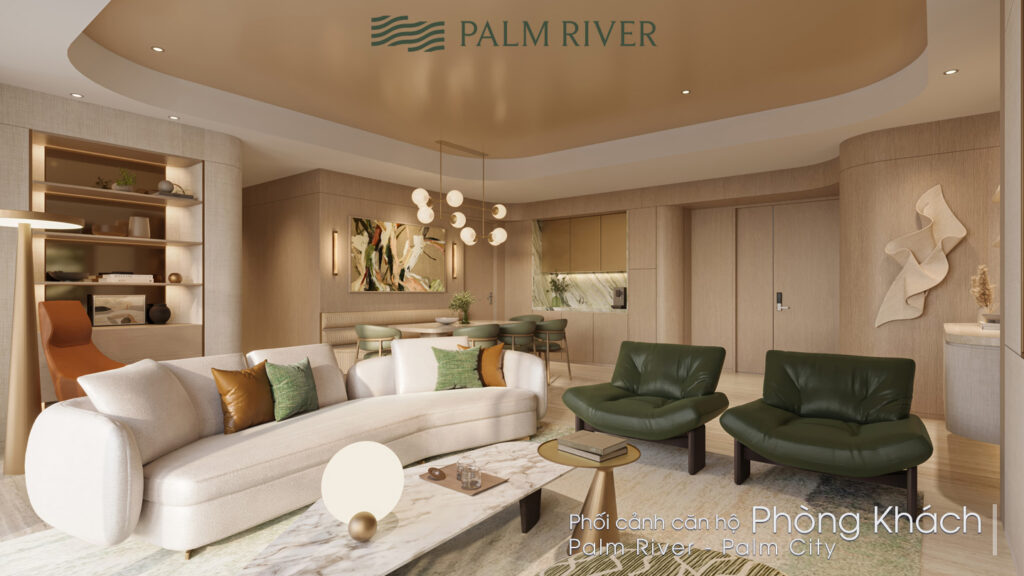 Phối cảnh phòng khách căn hộ palm river city
