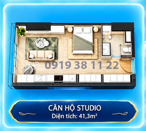 Layout căn hộ Palm River studio - Bách Như Propertie - BNP's