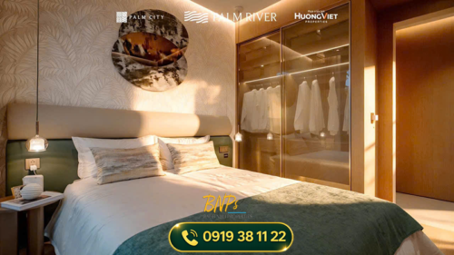 thiết kế không gian phòng ngủ với hệ tủ kính sang trọng Palm River - Bách Như Properties - BNP's