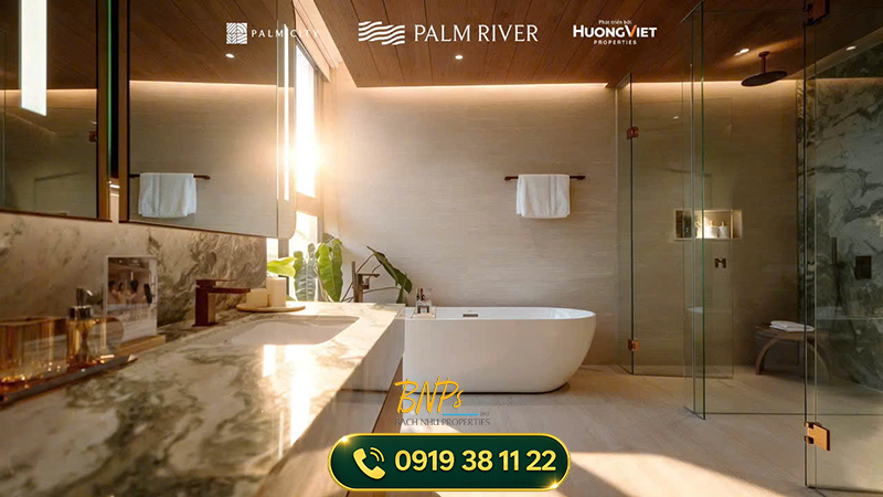 thiết kế phòng tắm rộng thoáng chất liệu đá sang trọng bền đẹp Palm River - Bách Như Properties - BNP's